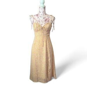 Shareen Collection Ditsy Floral Tie Split Hem Cami Dress